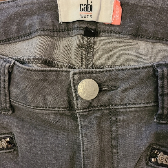 Cabi jeans. Grey with zipper detail. Skinny - Picture 3 of 6